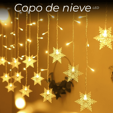 Cortina de Luces LED Navideñas en Forma de Copo de Nieve –  para Interior y Exterior